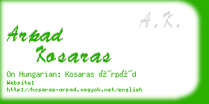 arpad kosaras business card